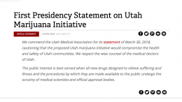 First Presidency Statement on Utah Marijuana Initiative